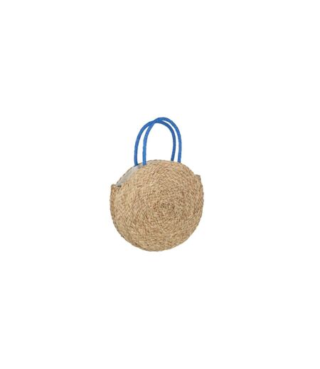 Sac de Plage Fleur 40cm Naturel & Bleu