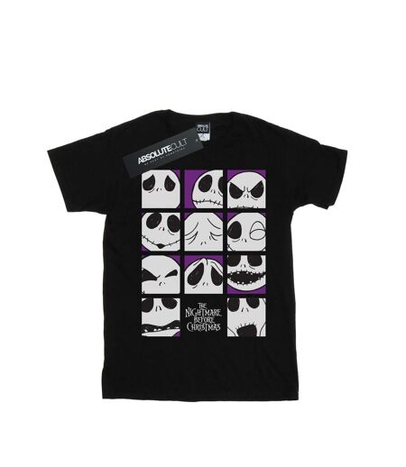 Disney Womens/Ladies Nightmare Before Christmas Many Faces Of Jack Squares Coton Boyfriend T-Shirt (Noir) - UTBI41526