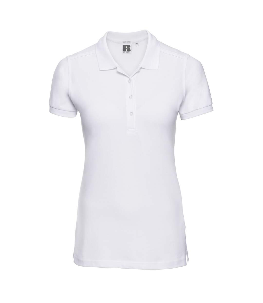 Womens/ladies piqué stretch polo shirt white Russell-1