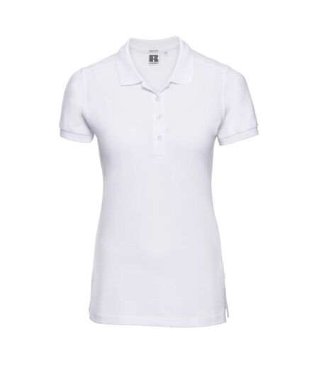 Womens/ladies piqué stretch polo shirt white Russell