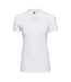 Womens/ladies piqué stretch polo shirt white Russell-1