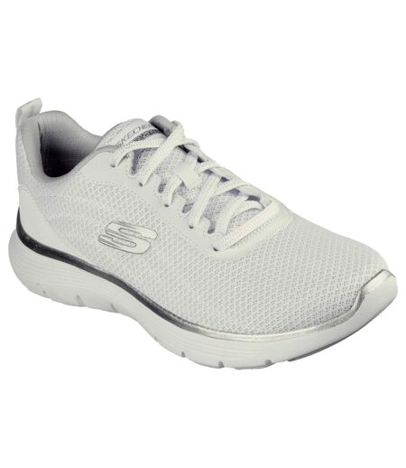 Womens/ladies flex appeal 5.0 uptake contrast trainers white/silver Skechers