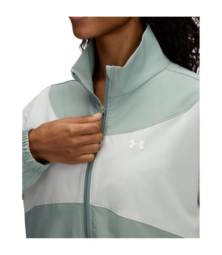 Womens/ladies Rival Colour Block Waterproof Jacket Green Under Armour