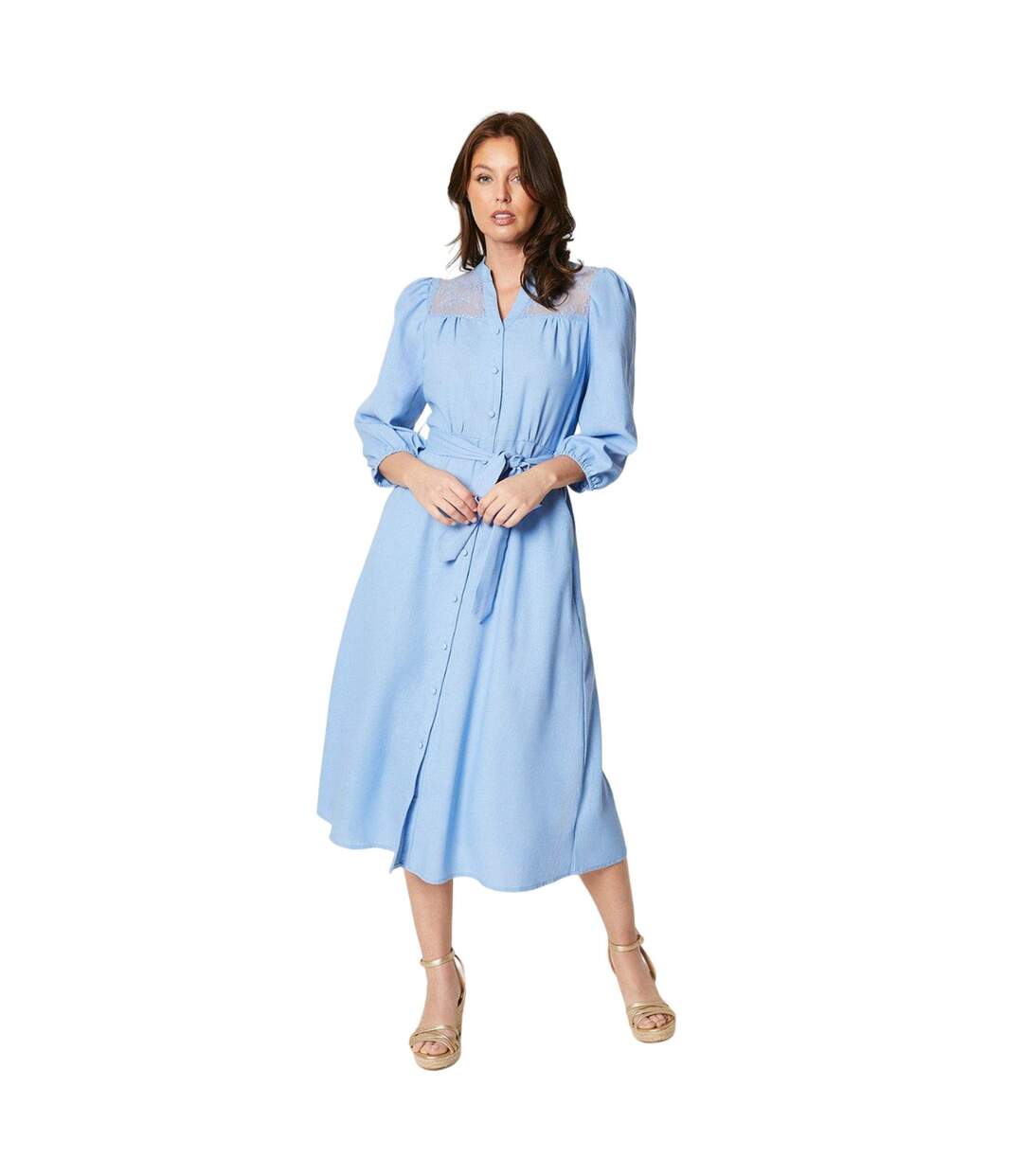 Robe mi-longue femme bleu pâle Principles-1