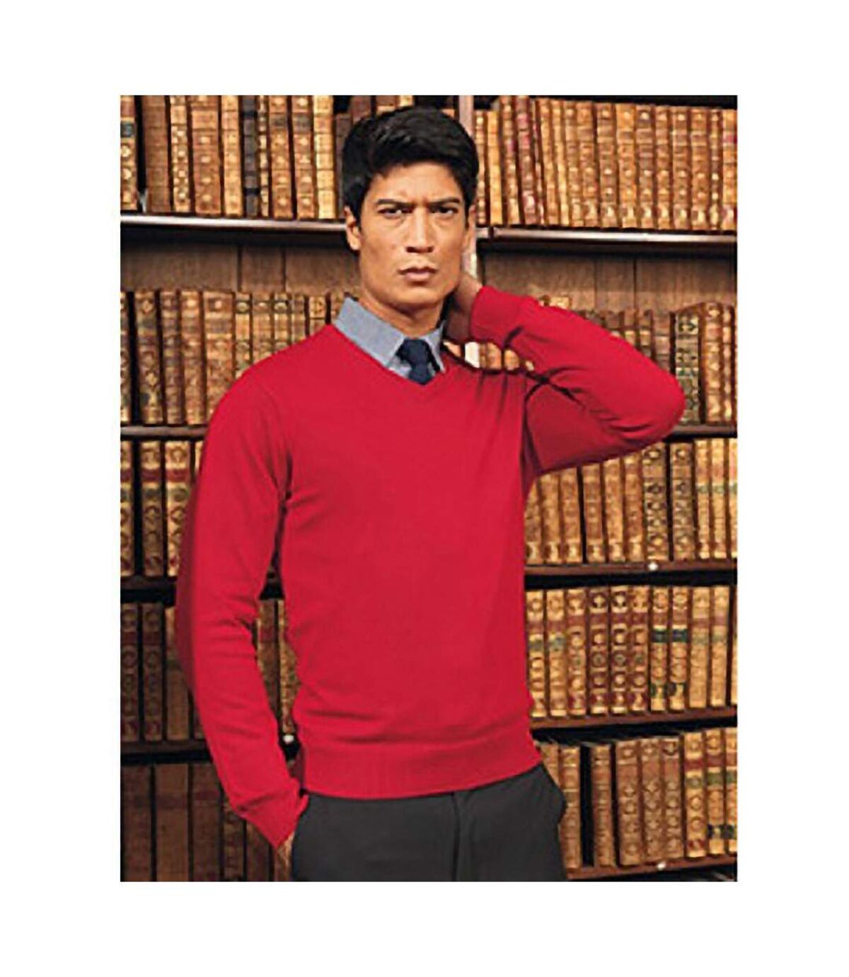 Premier Mens V-Neck Knitted Sweater (Red) - UTRW1131