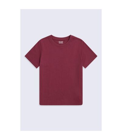 Womens/ladies Plain T-shirt Burgundy Animal