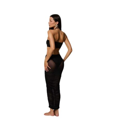 Robe Moulante Motif/style Mi-longue Femme Noir Honeyz