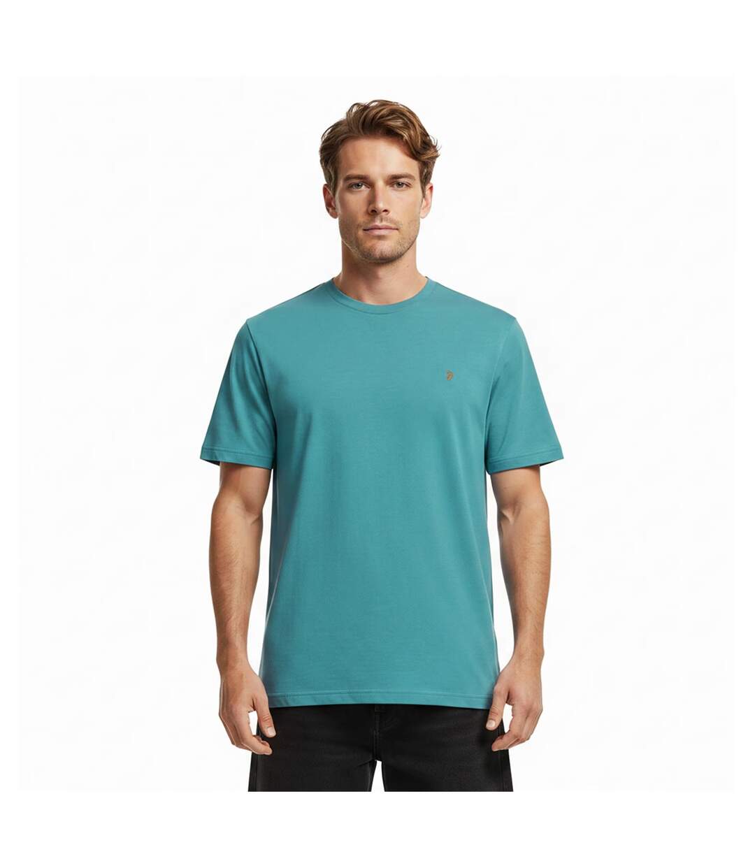 Mens Harrow Short-sleeved T-shirt Aqua Green Farah-3