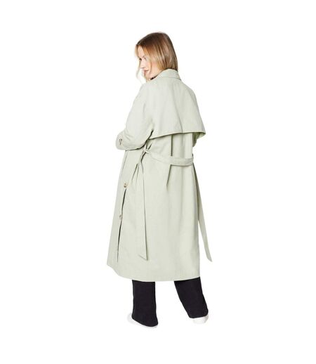 Womens/ladies double-breasted trench coat sage Dorothy Perkins