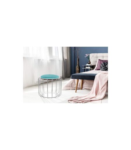 Pouf & Table d'Appoint Comfortable 50cm Menthe & Argent