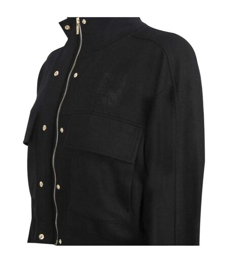 Womens/ladies Funnel Neck Crop Sweatshirt Black Biba