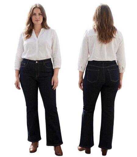 Jean Femme évasé noir - Taille Haute - Confort et Style - Grande Taille