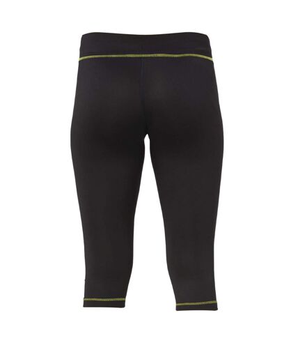 Tri Dri Womens/Ladies Calf Length Fitness Leggings (Black/ Lightning Green) - UTRW4854