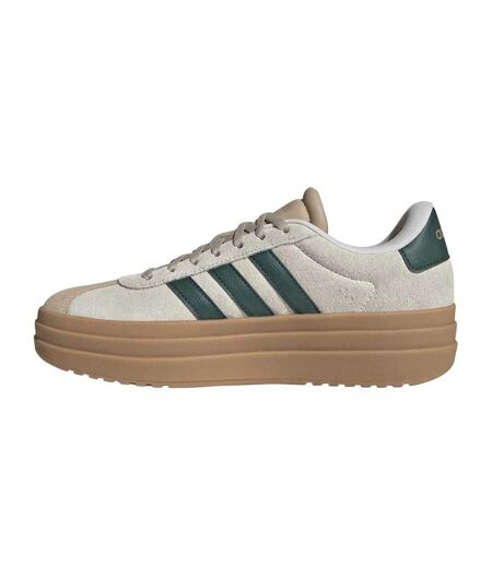 Womens/ladies Court Bold Leather Trainers Beige Green Adidas