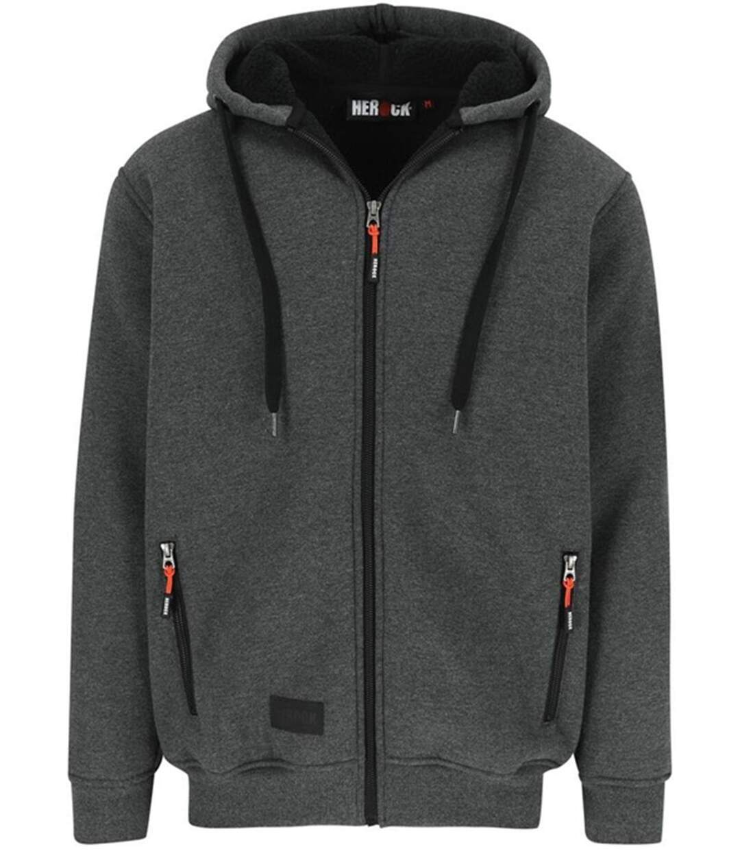 Veste sweat de travail zippée à capuche - Homme - HK370 - gris foncé chiné-2