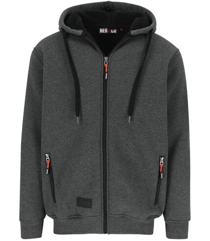 Veste sweat de travail zippée à capuche - Homme - HK370 - gris foncé chiné