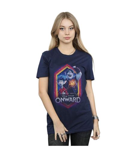 Disney Womens/Ladies Onward Brothers Crest Cotton Boyfriend T-Shirt (Bleu marine) - UTBI42393