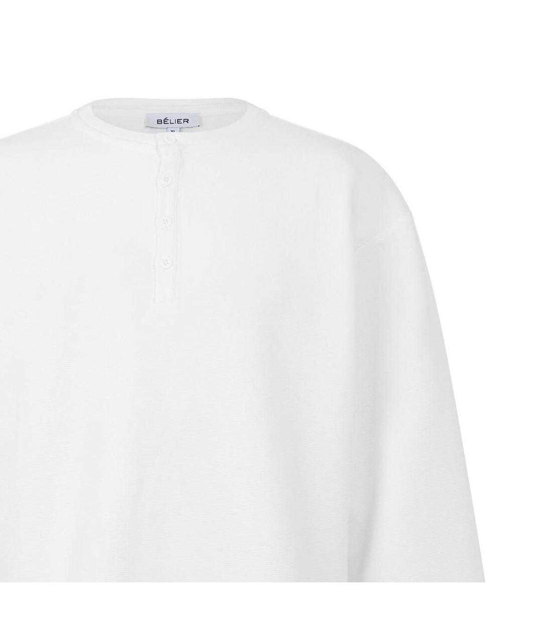 Mens Henley Sweatshirt White Belier-4
