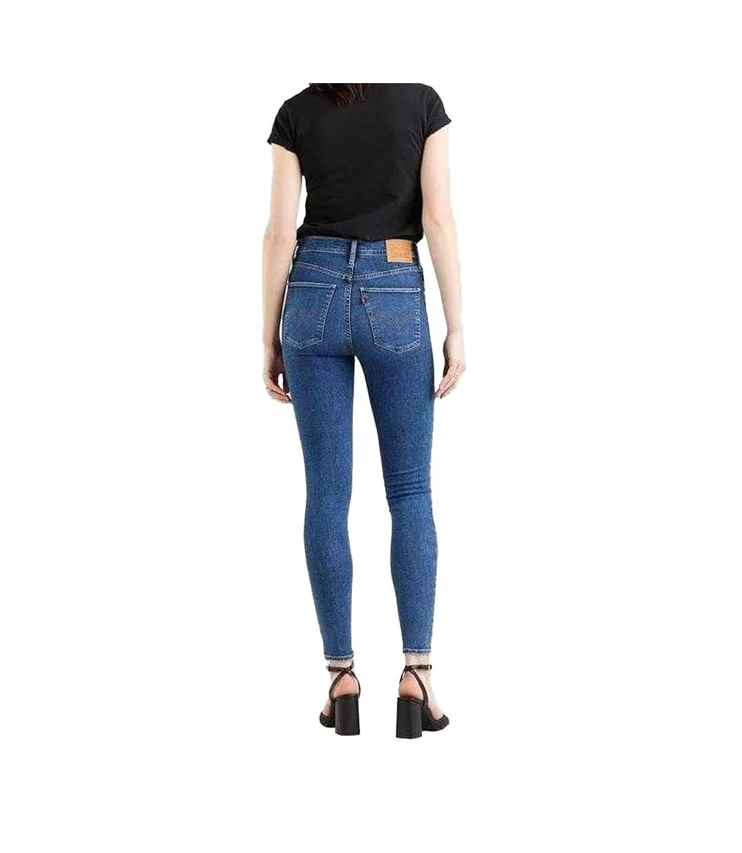 Womens/ladies Mile High Cotton Blend Super Skinny Jeans Denim Blue Denim Levis-3