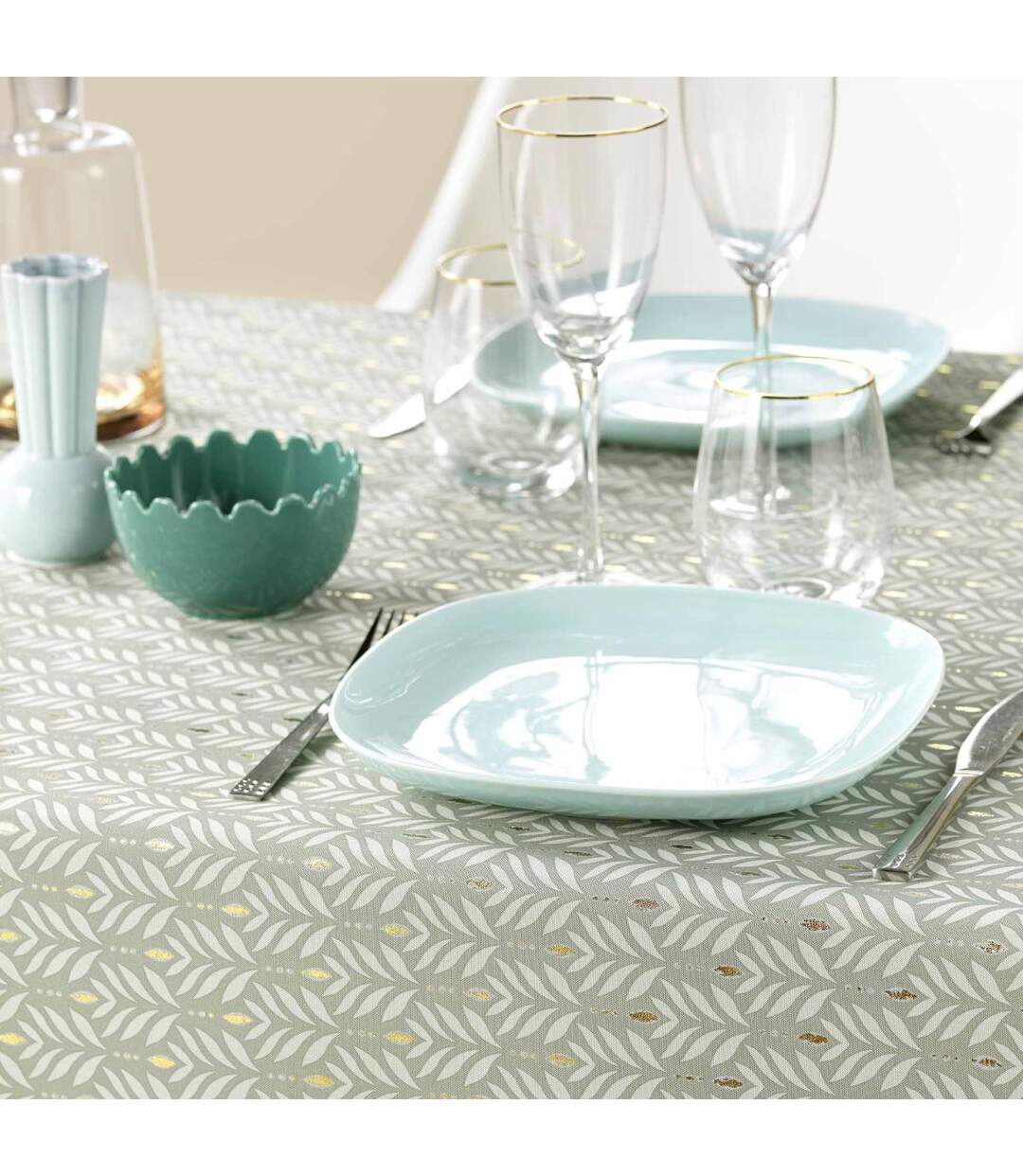 Nappe Imprimé Piana 145x240cm Sauge-4