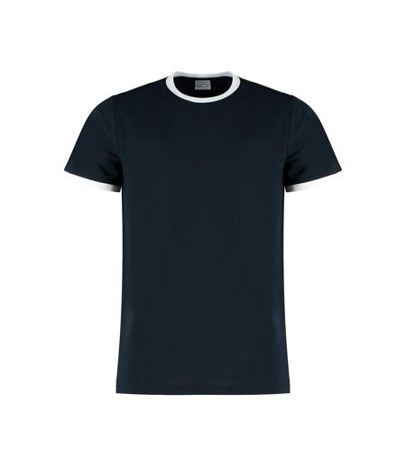 Kustom Kit Mens Ringer Fashion T-Shirt (Navy/White)