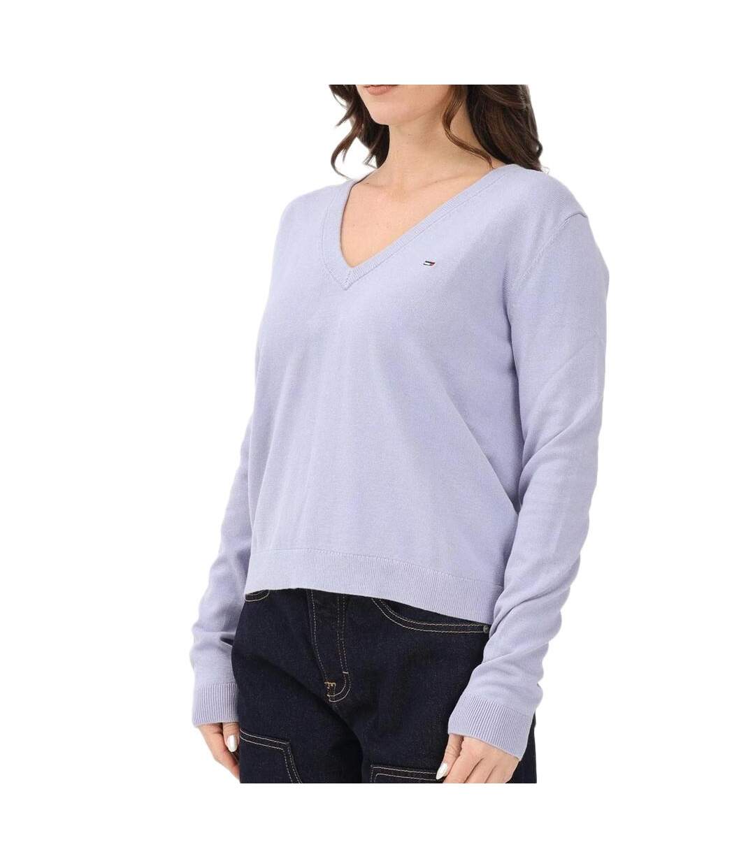 Pull bleu femme tommy hilfiger vneck-1