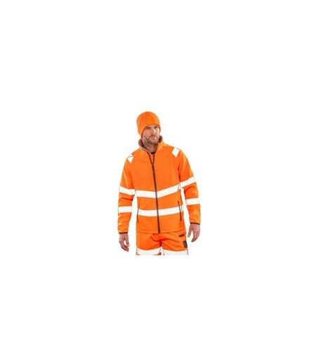 Unisex Adult Printable Safety Soft Shell Jacket Fluorescent Orange Result Recycled