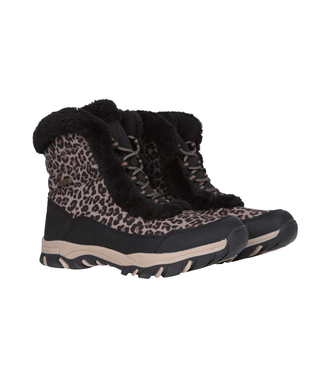 Womens/ladies Ohio Leopard Print Thermal Snow Boots Black Mountain Warehouse-1