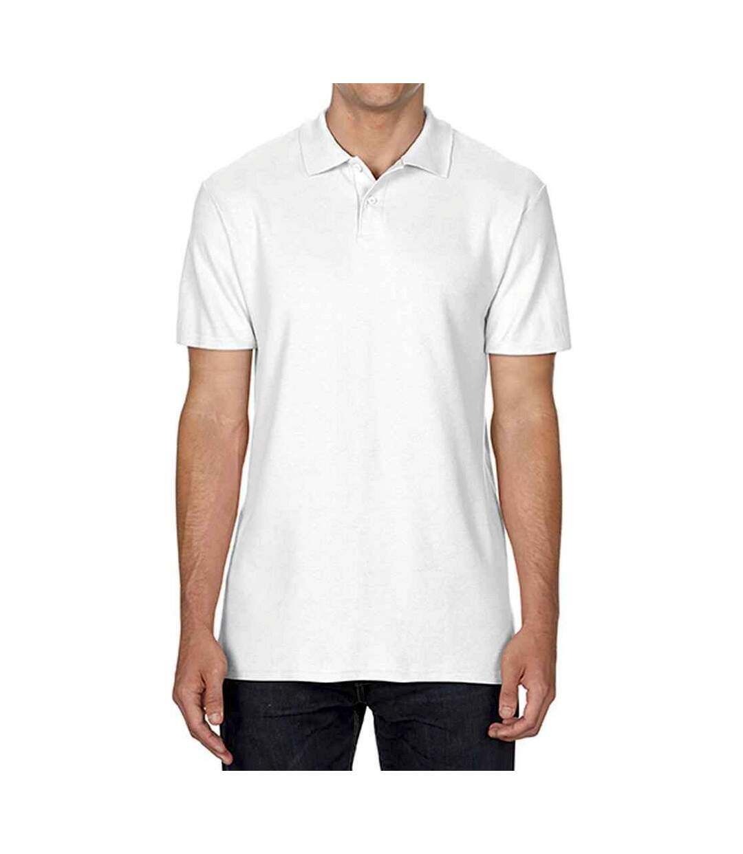 Polo manches courtes homme blanc Gildan-1