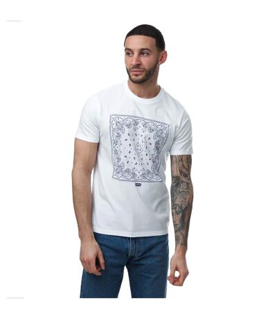 Mens Bandana Print Crew Neck T-shirt White Levis