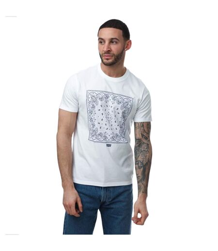 Mens Bandana Print Crew Neck T-shirt White Levis