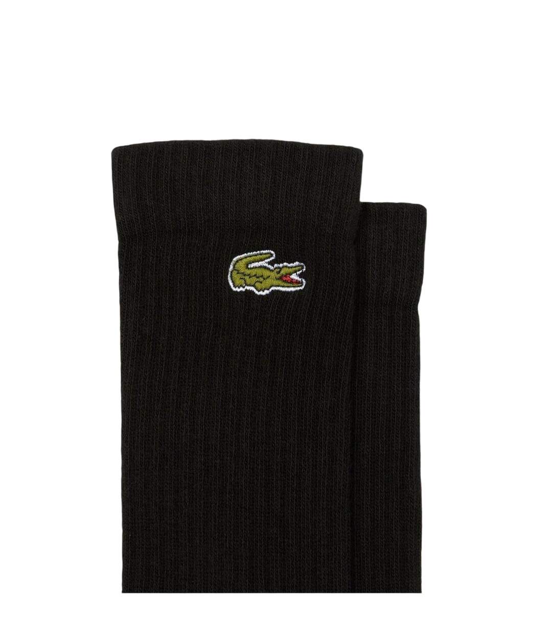 Pack Of 3  Unisex Adult Logo Cotton Crew Socks  Black Lacoste-2