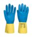 Unisex adult double dipped latex gauntlet xl yellow/blue Portwest-1