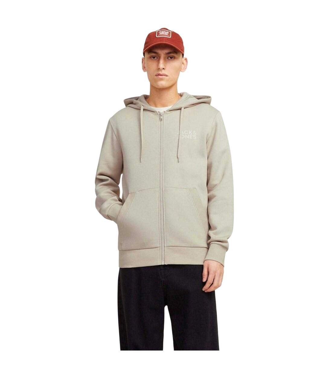 Mens Logo Full Zip Hoodie Moonbeam Jack And Jones-4