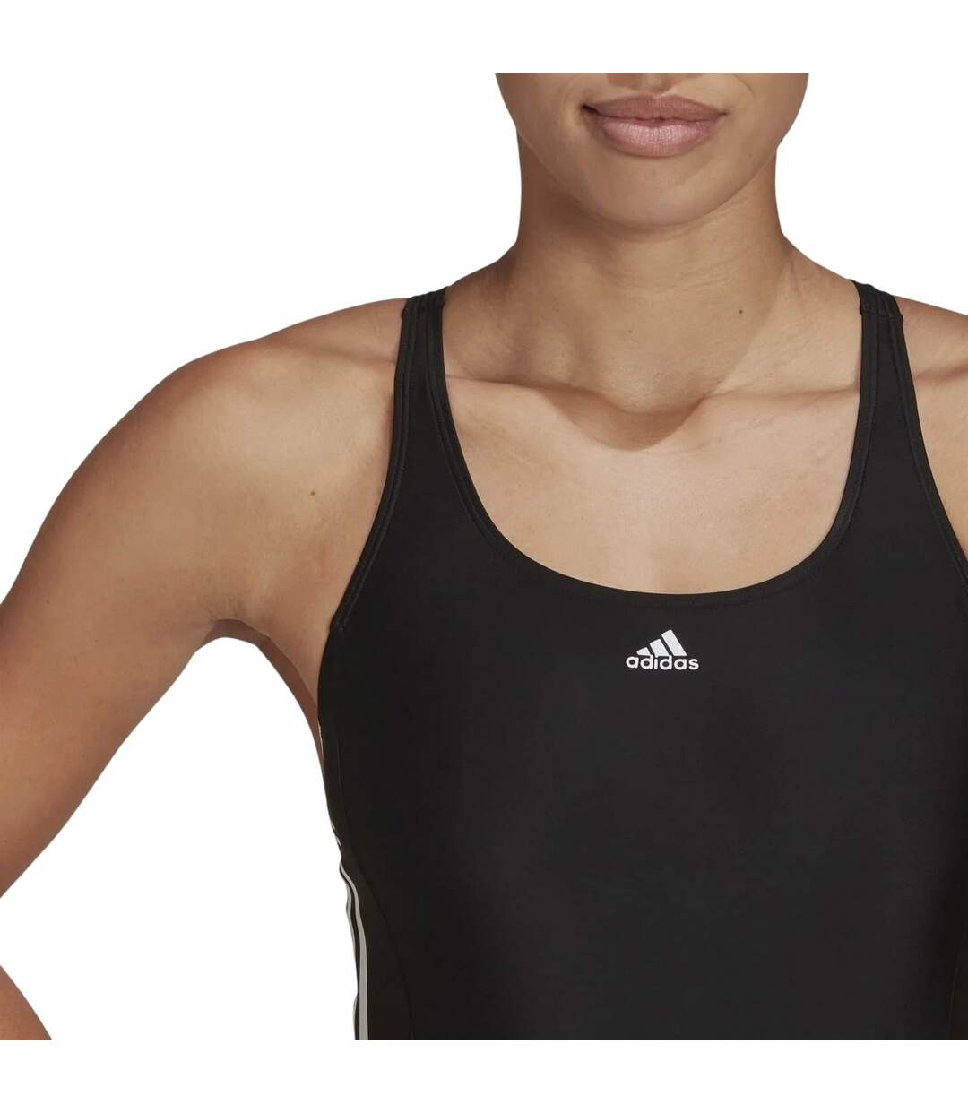 Maillot De Bain 1 Pièce Motif/style 3 Rayures Femme Noir Blanc Adidas-4
