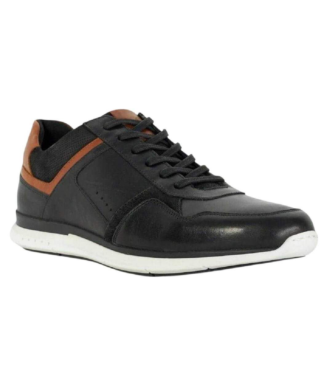 Mens Torben Leather Trainers Black Dune London-1
