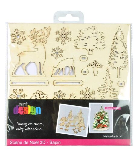 Kit Scènes de Noël 3D Sapin 11cm Naturel