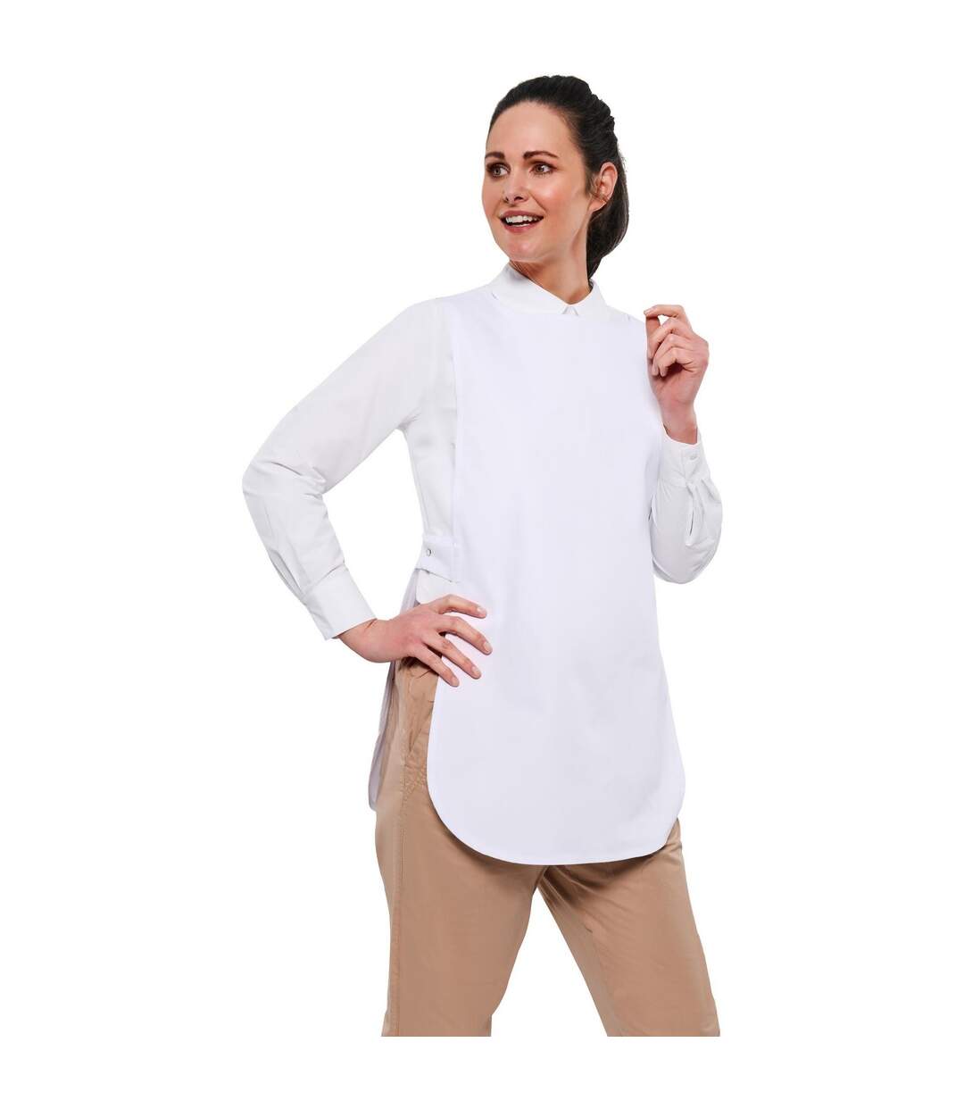 Tablier Cuisine Sans Poche S Blanc BonChef-1
