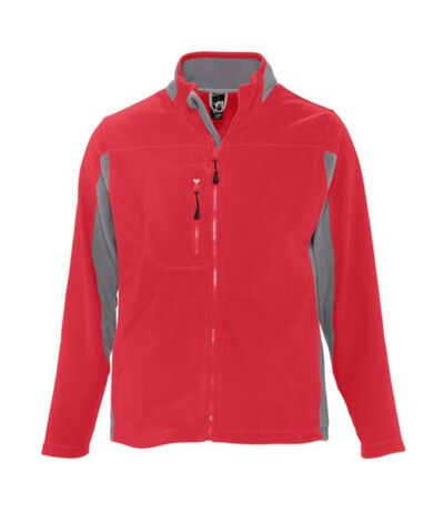 SOLS Mens Nordic Full Zip Contrast Fleece Jacket (Red/Medium Grey) - UTPC409