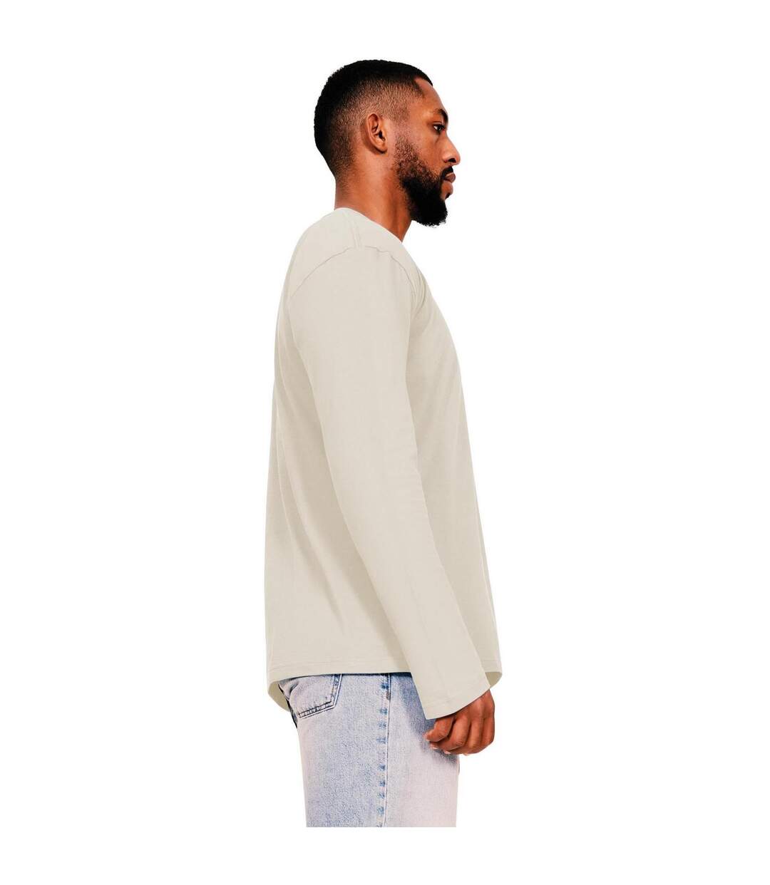 Mens ringspun cotton long-sleeved t-shirt ecru Casual Classic-3