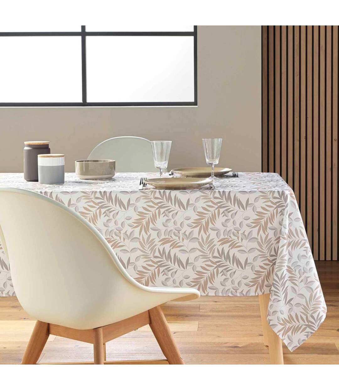 Nappe Antitache Imprimé Nedelia 145x240cm Naturel-1