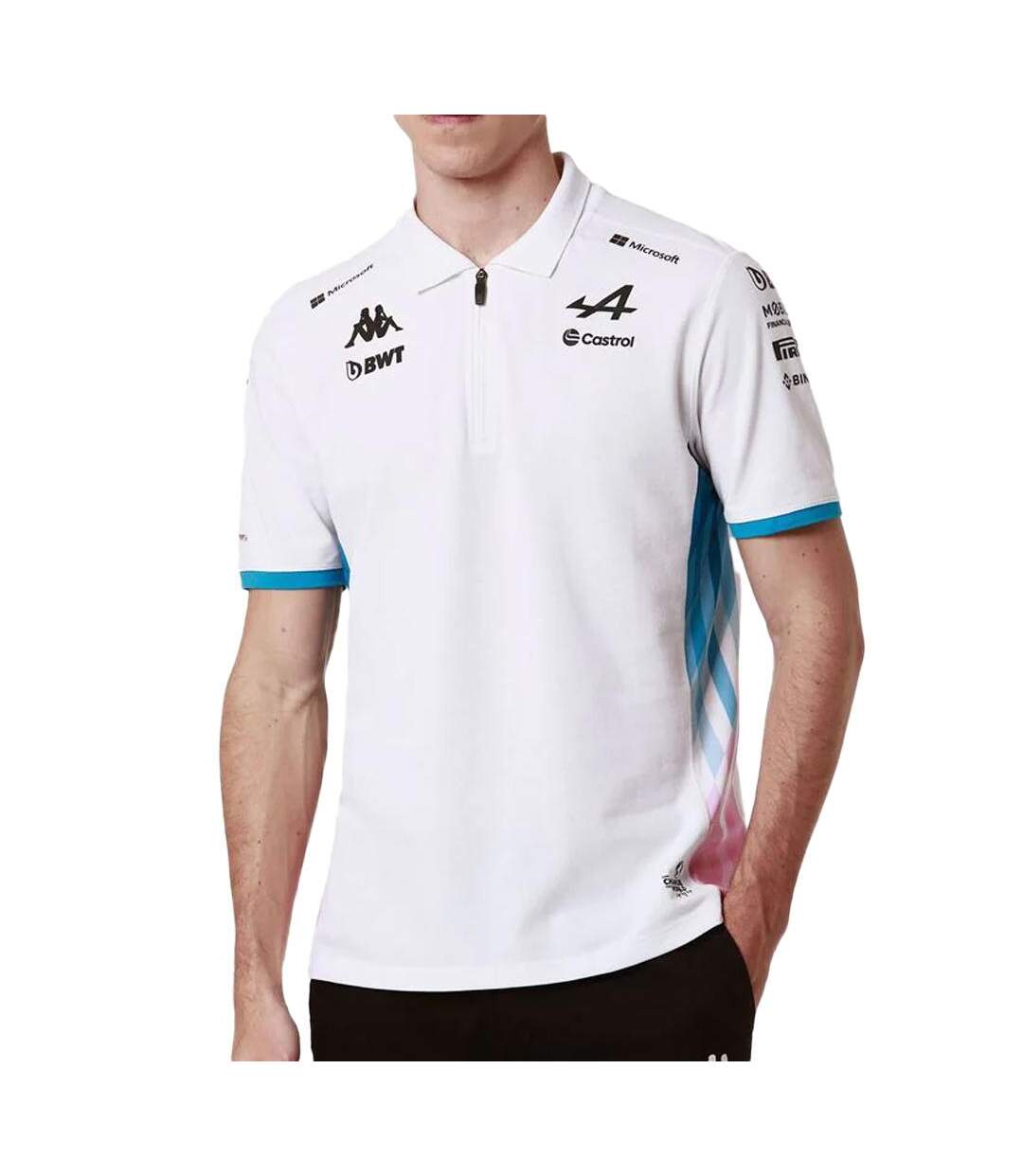 Polo blanc/turquoise homme kappa adrem-1
