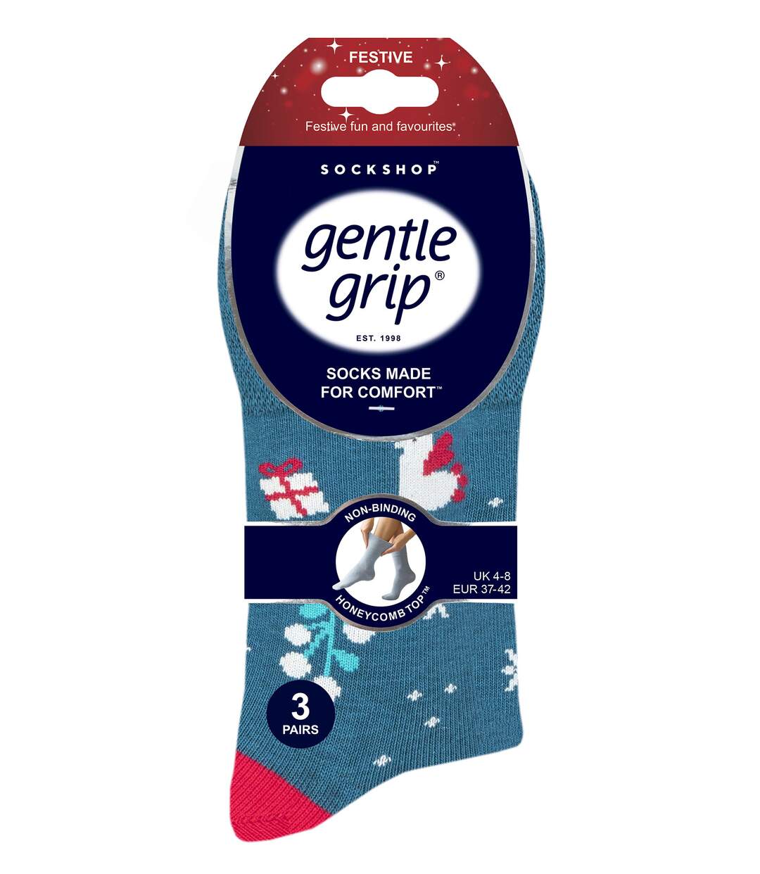 Gentle Grip - 6 Paires Femme Chaussettes Noel Fantaisie Sans Elastiques-2