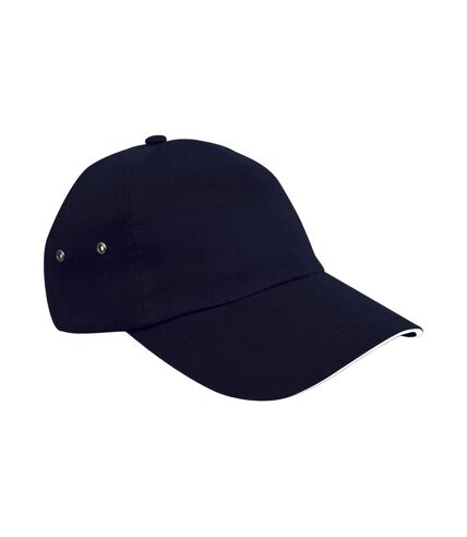 Unisex adult printers plush cotton 5 panel cap navy/white Result Headwear