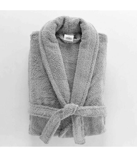 Peignoir Col Châle en Coton Tendresse Gris Perle