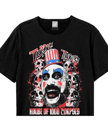 Unisex adult house of 1000 corpses terror thrills rob zombie t-shirt black Amplified