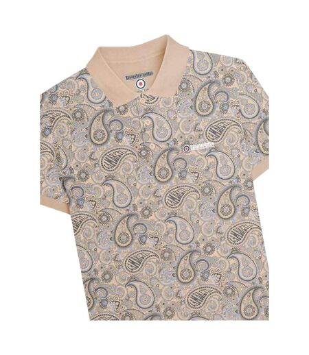 Polo Motif/style Cachemire Homme Beige Gris Lambretta