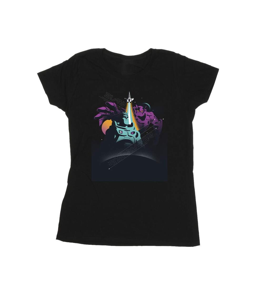 Disney T-Shirt coton Lightyear Buzz et Zurg Femme/Ladies (Noir) - UTBI29073-1