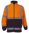 Gilet veste polaire de sécurité haute visibilité ORANGE fluo - bas bleu - HVK08