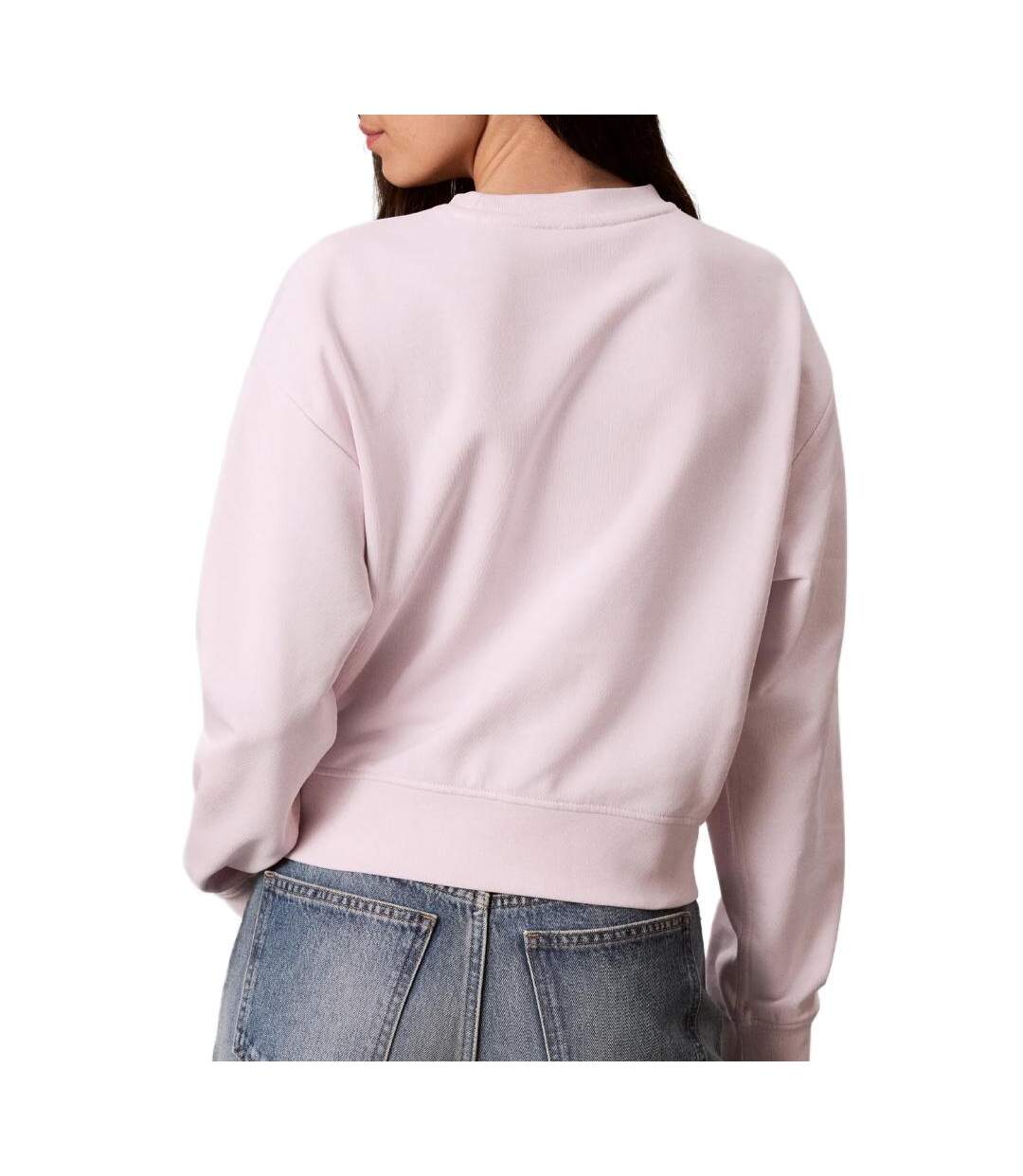 Sweat rose femme calvin klein jeans ls cropped-2